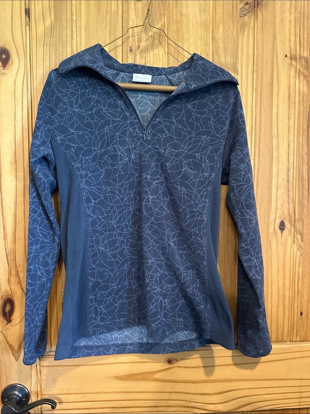 Columbia Blue Floral-Pattern Quarter-Zip Pullover